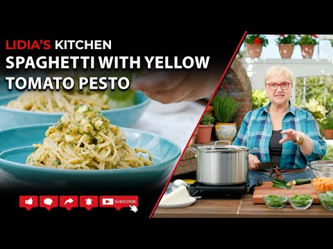 Spaghetti with Yellow Tomato Pesto