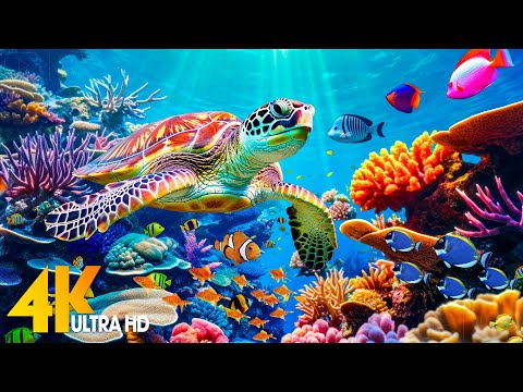 Ocean 4K - Sea Animals for Relaxation, Beautiful Coral Reef Fish in Aquarium (4K Video Ultra HD)