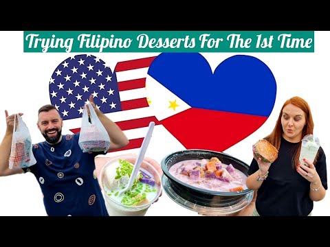 Trying Filipino Desserts For The 1st Time In The USA - Halo-Halo, Turon, Ginataang Bilo-Bilo & More