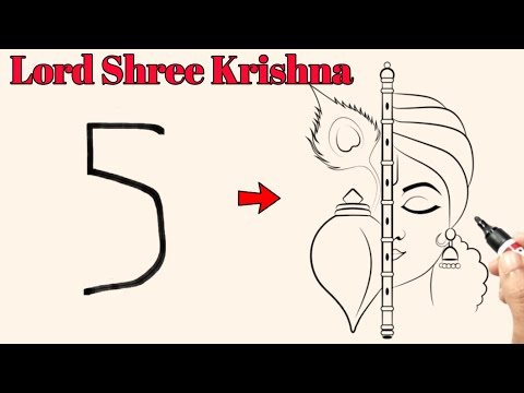 How To Draw Lord Shree Krishna | Shree Krishna Drawing Step By Step With Number 5