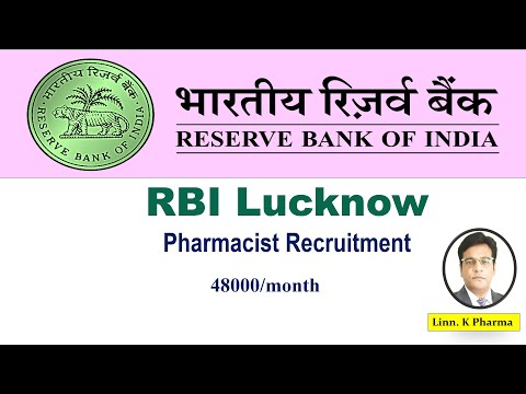 RBI Pharmacist Recruitment || RBI Lucknow Pharmacist Jobs 2024 || Pharma jobs RBI Lucknow