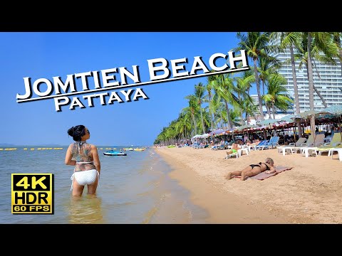 Pattaya Jomtien Beach Walk Chon Buri  4K 60fps HDR  Dolby Atmos 💖 Walking Tour 👀 Thailand 🇹🇭