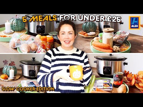 5 SLOW COOKER MEALS FOR UNDER £25 FROM ALDI | Autumn 2023 Dump & Go Slow Cooker Meals | Budget Meals