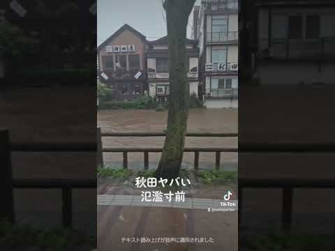 秋田大雨　夜の街【川反】氾濫寸前#shorts