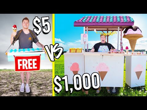 $5 VS $1,000 ICE CREAM STANDS! *Budget Challenge*