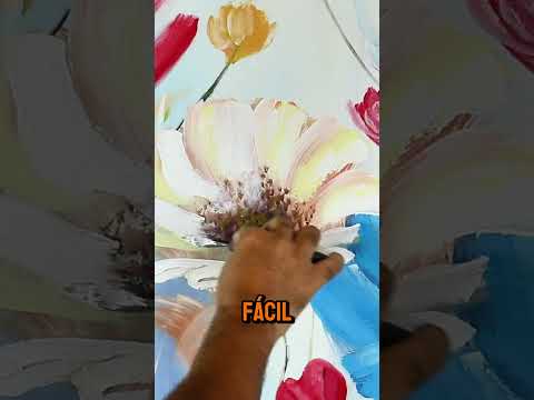 COMO HACER FLORES CON PINTURA ACRILICA  #mezcladecolores