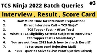 TCS Ninja | How Much Time for Interview Preparation| 1000+ Queries | Result | Score Card | TCS Ninja