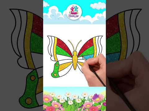 Glitter Butterfly Drawing for Kids & Toddlers #shorts #howtodraw