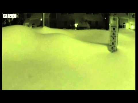 BBC News   Time lapse shows build up of US Snow in New York state