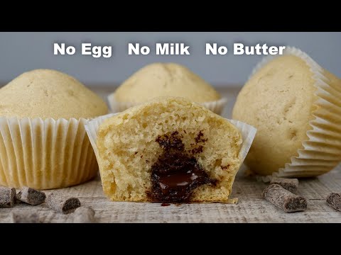 Super Moist Chocolate Filled Vanilla Cupcakes | No Egg No Milk No Butter Cupcakes.