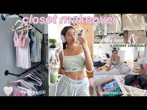 EXTREME CLOSET ORGANIZATION 🪞 satisfying cleaning, decluttering, + dream wardrobe transformation!