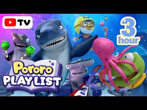 ★3-Hour★ A Day with Scary Sharks & Giant Whales | Learn Good Habits | Pororo Kids Playlist