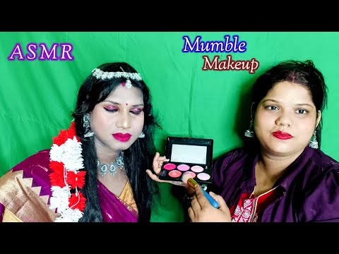 ASMR~ Doing My Elder Brother Transformation Reception Bridal Makeup||(Mumble)  Tingle's 🌹