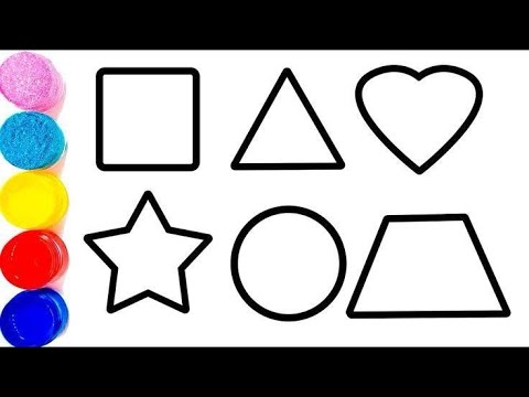 How to draw and color geometric shapes💛🟢🟧🔺🔸💚