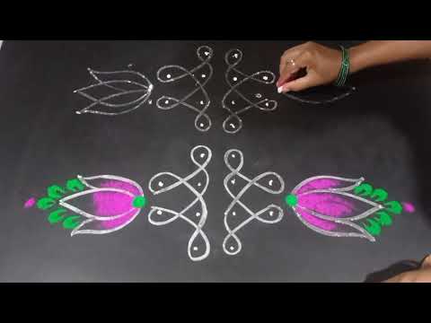 Simple&easy side borders🌷🌷Side borders for rangoli Side borders,Side borders for kolam.