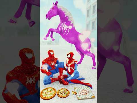 Spider-Man rides horse to rescue his lover 2 : Spider-Man looks to the future #gta #gtav #spiderman