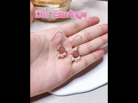 DIY Pink Crystal Pearl Earrings - Rimmoto