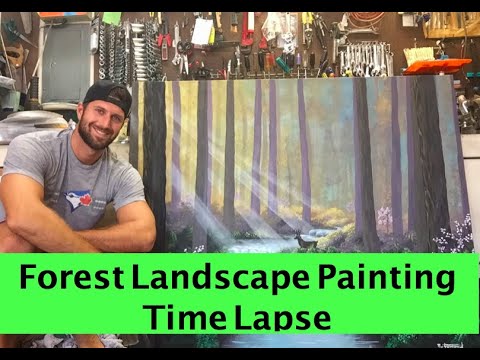 How to Paint a Scenic Forest / Time Lapse / Acrylic