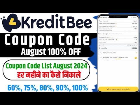 Kreditbee Coupon Code August 2024 | kreditbee coupon code for processing fee | Coupon code list