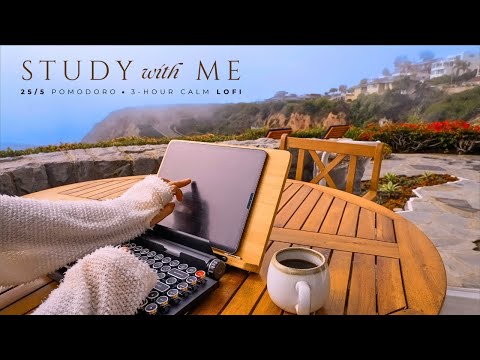 3-Hour Study With Me • Lofi Beats & Ocean Sounds 🌊 • Pomodoro 25-5 for Focus, Chill, & Productivity