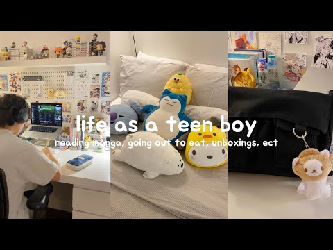 life as a teen boy !! reading manga, going out to eat, unboxings, ect