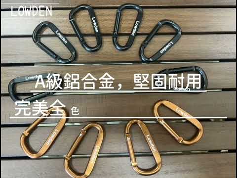 LOWDEN 霧面登山扣D扣 7cm D型扣環組 7公分購買10個送收納網袋-森林黑, 咖啡金(完美全色版)