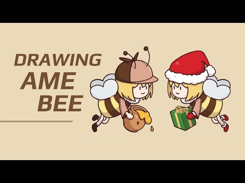 Drawing Ame Bee (& Christmas version) [Hololive] Speedpaint