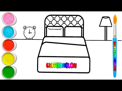 Bedroom Coloring Page - Big Marker Pencil Art for Kids | AKn Kids House