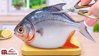 How To Grilled Fish With Vegetables In Mini Kitchen | ASMR Cooking Mini Food