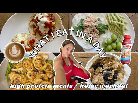 WHAT I EAT IN A DAY TO LOSE WEIGHT // High protein, everything I ate, home workout + 10k steps