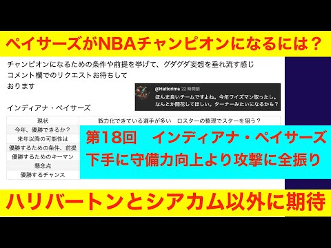 第１８回「ペイサーズがNBAチャンピオンになるには？」NBA2024〜25