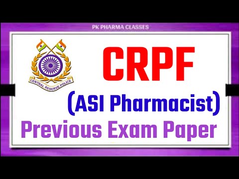 CRPF ASI Pharmacist Exam Paper || CRPF Pharmacist Previous Exam Paper @PKPharmaClasses #crpfexam2023