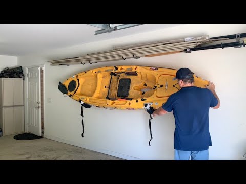 Watch How Easily This Garage Kayak Rack Holds a Heavy Hobie Outback!