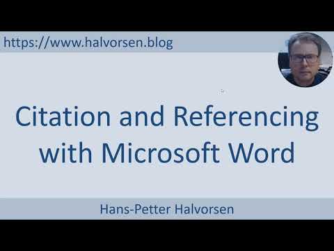 Citation and Referencing with Microsoft Word