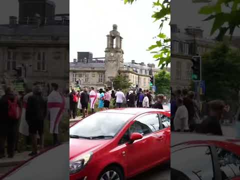 Police Horses Charge At Protesters in Sunderland