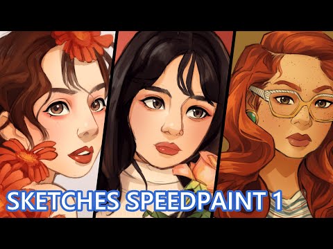 [PORTRAIT SPEEDPAINT] Study Sketches 1 – Girls in Red