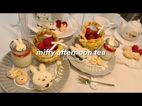 Making Miffy afternoon tea 🐰   ｜ 4 types of sweets 🍓 ｜ Home cafe ☕️