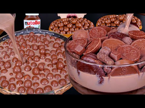 ASMR CHOCO PIE MALTESERS CHOCOLATE ICE CREAM NUTELLA DESSERT MUKBANG 초코파이 먹방 チョコパイ 咀嚼音 EATING SOUNDS