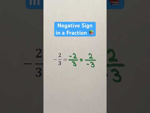 Negative Sign in a Fraction #Shorts #math #maths #mathematics #fractions