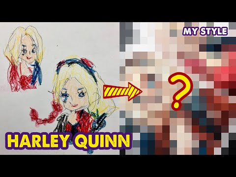 Try To Help Little Sister Redraw Harley Quinn Paintings | Huta Chan Studio