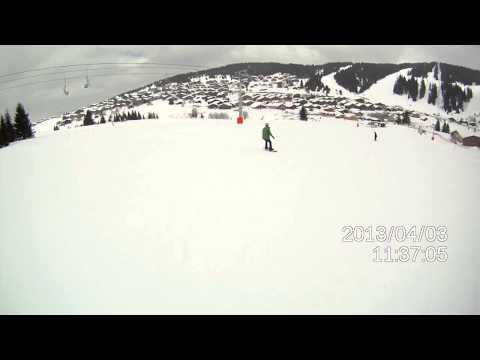 Robbie's first snowboarding run