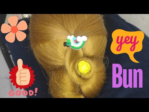 Fluffi Bun For Women, Beautiful Bun with rose🌹, #viralvideo #youtube #youtuber #1000subscriber #hair