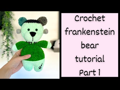 Easy Frankenstein bear crochet perfect for beginners✨ Step by step halloween amigurumi tutorial P1