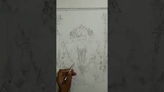 Hanuman ji drawing outline with grid method🎨🖌️ #outlinetutorial #arttricks#hanumanjistatus#hanumanji