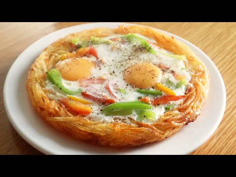 Potatoes and Eggs Breakfast | Crispy  Potato Pizza | Egg and Potatoes Recipe | No Oven |  No Flour