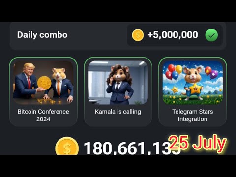 25&26 July Hamster Kombat Daily Combo 25 July | New Daily Combo Card 25 July| Daily Combo Card Today