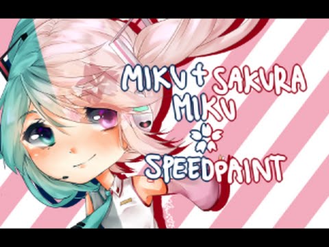 hatsune miku/sakura miku speedpaint - paint tool sai