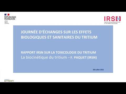 Principaux résultats du rapport sur la toxicologie du tritium, D. LAURIER, F. PAQUET et L. ROY, IRSN