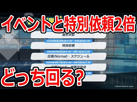 【ブルーアーカイブ】特別依頼２倍が開催したけどイベントとどっち回るのか？について語ってみた【ブルアカ】