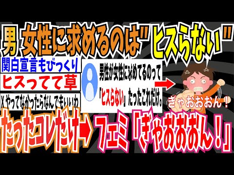 【3万いいね】男「男性が女性に求めてるのって『ヒスらない』たったこれだけ」 ➡ツイフェミさん「ぎゃおおおおん！」【ゆっくり ツイフェミ】